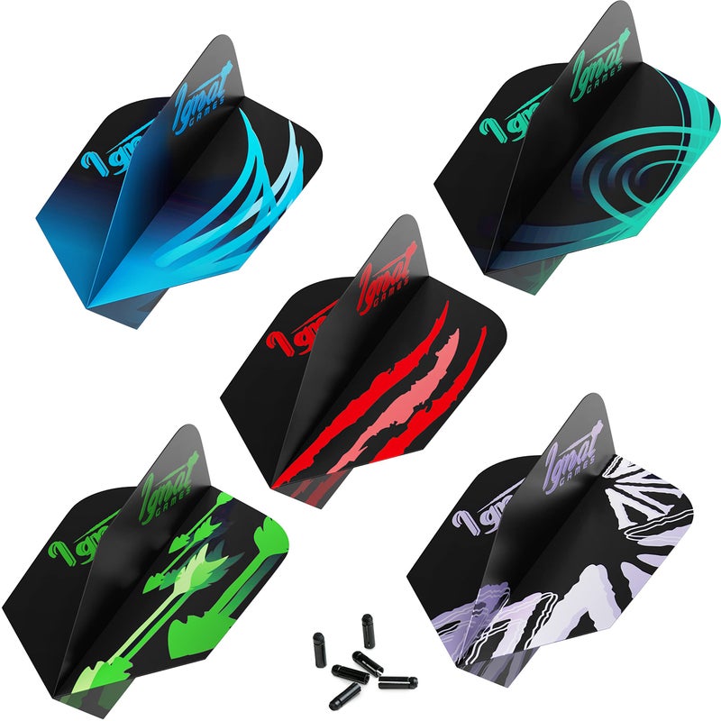 IgnatGames Dart Flights and Accessories - Sets of 30 Different Shape Darts Flights and 6 Flights Protectors, Darts Accessories Kit - Image 1