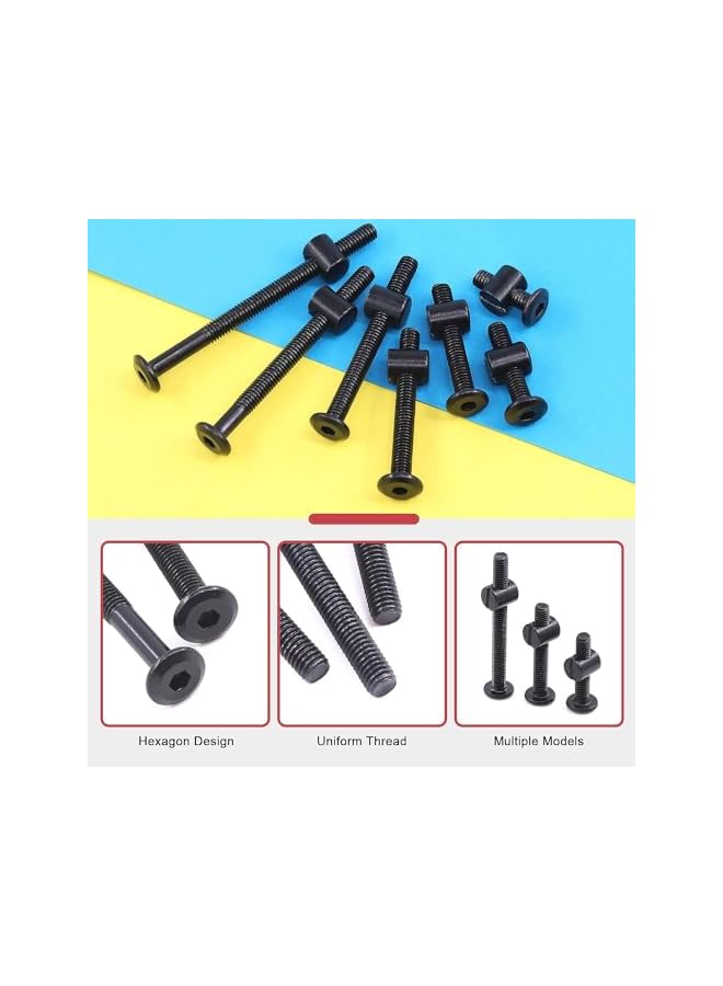promass 141Pcs Crib Hardware Screws, M6 Black Socket Cap Screws Bolts Bucket Nuts Hardware Assortment Set For Furniture Crib Bolts Nuts Screws Chairs Table Cabinets - Image 4