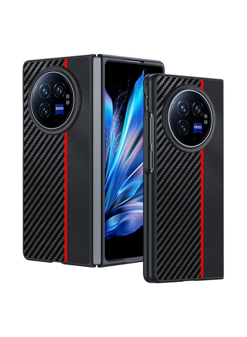general Carbon Fiber Texture Leather Compatible with Vivo X Fold 3 Case Cover Ultra Thin Shockproof Back for Vivo X Fold 3 - Image 1