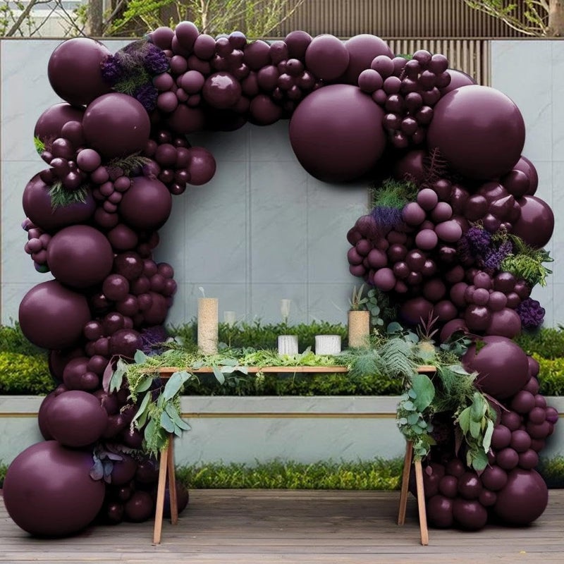 Pinbra Burgundy Balloons Double Stuffed Dark Purple Plum Mauve Balloon Garland Maroon Magenta Latex Balloons for Birthday Bridal Shower Wedding Anniversary Mothers Day Party Decorations - Image 2