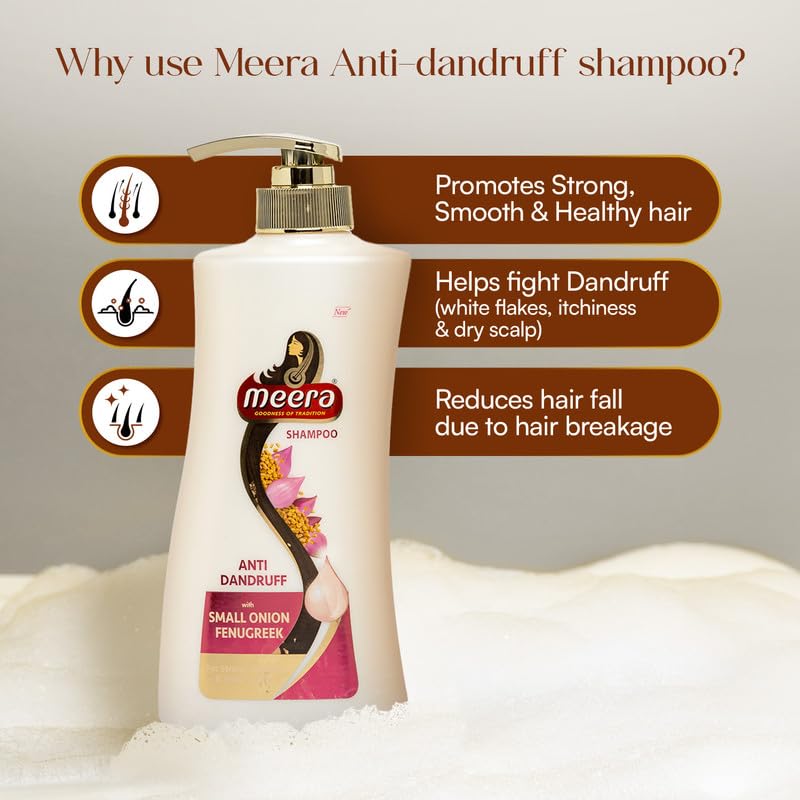 Meera Anti Dandruff Shampoo, With Goodness Of Small Onion and Fenugreek, For Men And Women, 650ml. - Image 3