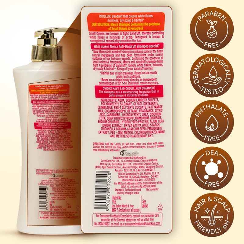 Meera Anti Dandruff Shampoo, With Goodness Of Small Onion and Fenugreek, For Men And Women, 650ml. - Image 5