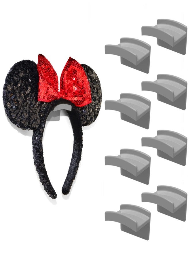 Modern JP Adhesive Hooks for Disney Ears (8-Pack) - Minimalist Disney Ear Holder, No Drilling Headband Holder Design, Strong Hold Headband Organizer - USA Patented, Gray - Image 1