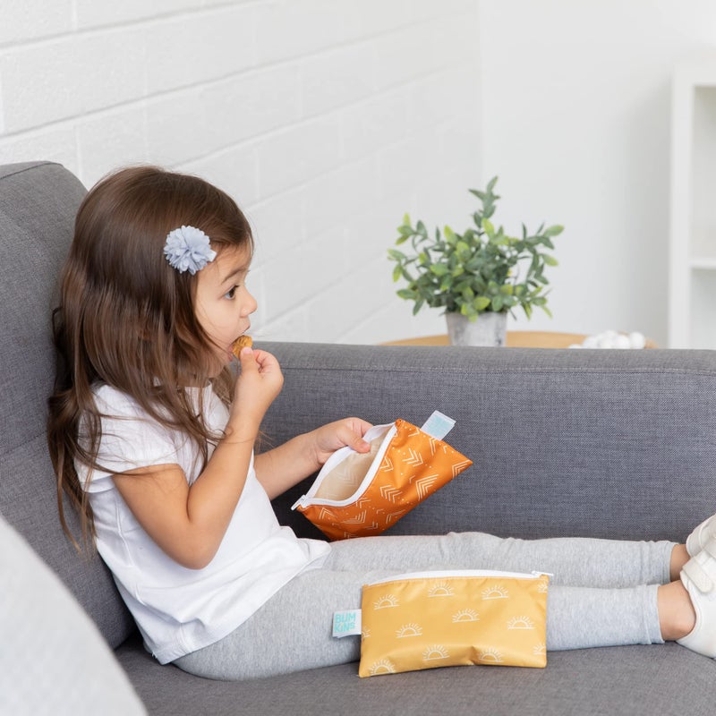 Bumkins Reusable Snack Bags, for Kids School Lunch and for Adults Portion, Washable Fabric, Waterproof Cloth Zip Bag, Supplies Travel Pouch, Food-Safe, 2-pk Desert Boho - Image 3