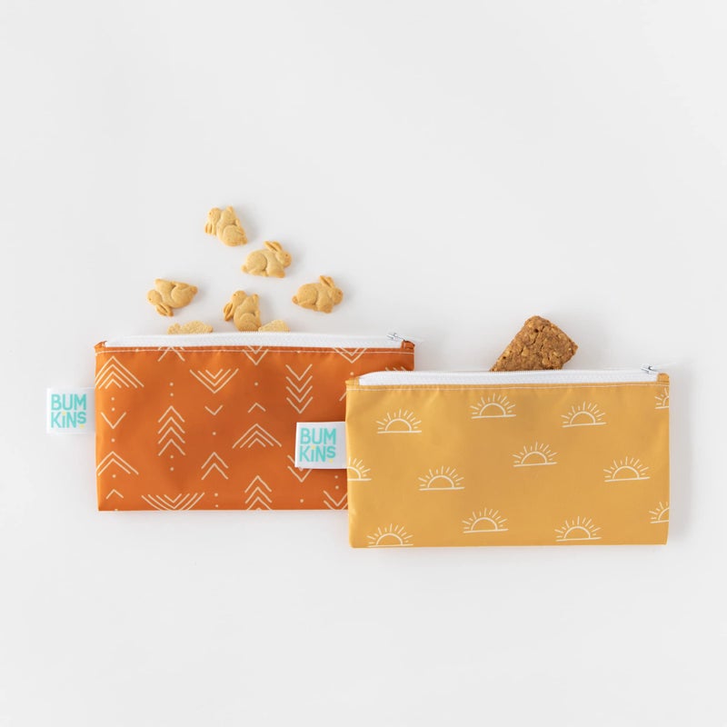 Bumkins Reusable Snack Bags, for Kids School Lunch and for Adults Portion, Washable Fabric, Waterproof Cloth Zip Bag, Supplies Travel Pouch, Food-Safe, 2-pk Desert Boho - Image 2