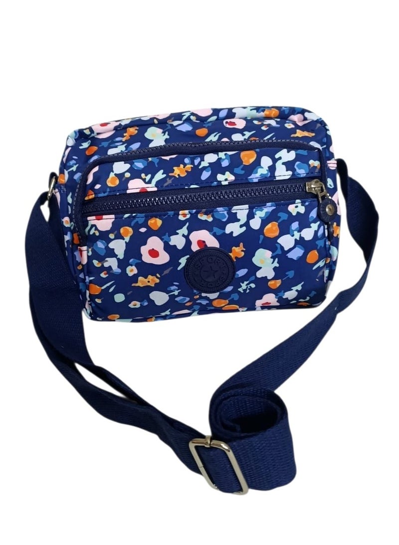 Women’s Crossbody Bag – Printed Design with 3 Zippers - Image 1