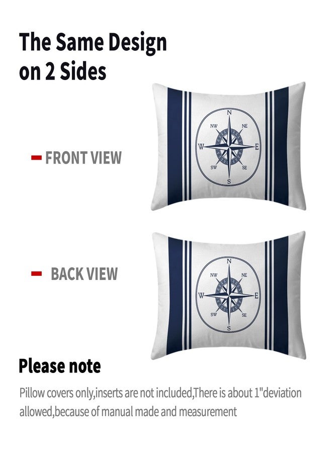 Sweetshow Navy Blue and White Pillowcovers Ocean Anchors Throw Pillow Cover Coastal Summer Nautical Lumbar Cushion Case for Sofa Home Decor Bedroom Living Room Outdoor 12 x 20 Inches Set of 2 Beach Pillow Cover - Image 4