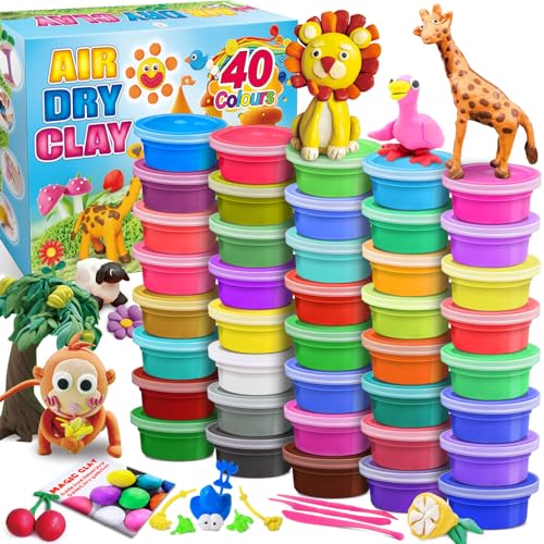 ESSENSON Modeling Clay Kit 40 Colors Air Dry Clay DIY Molding Clay with Tools Kids Art Crafts Gift for Boys Girls Age 312 Year Olds - Image 1