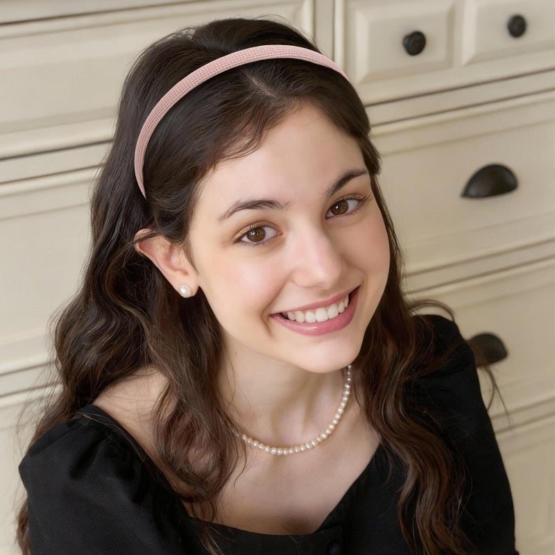 Interesse 6 PCS Thin Headbands for Women Girls, No Pressure Skinny Headbands, Non Slip Comfortable Soft Fabric Head bands, Cute Hair Accessories Hairbands for Makeup Washing Face (Natural Color) - Image 3