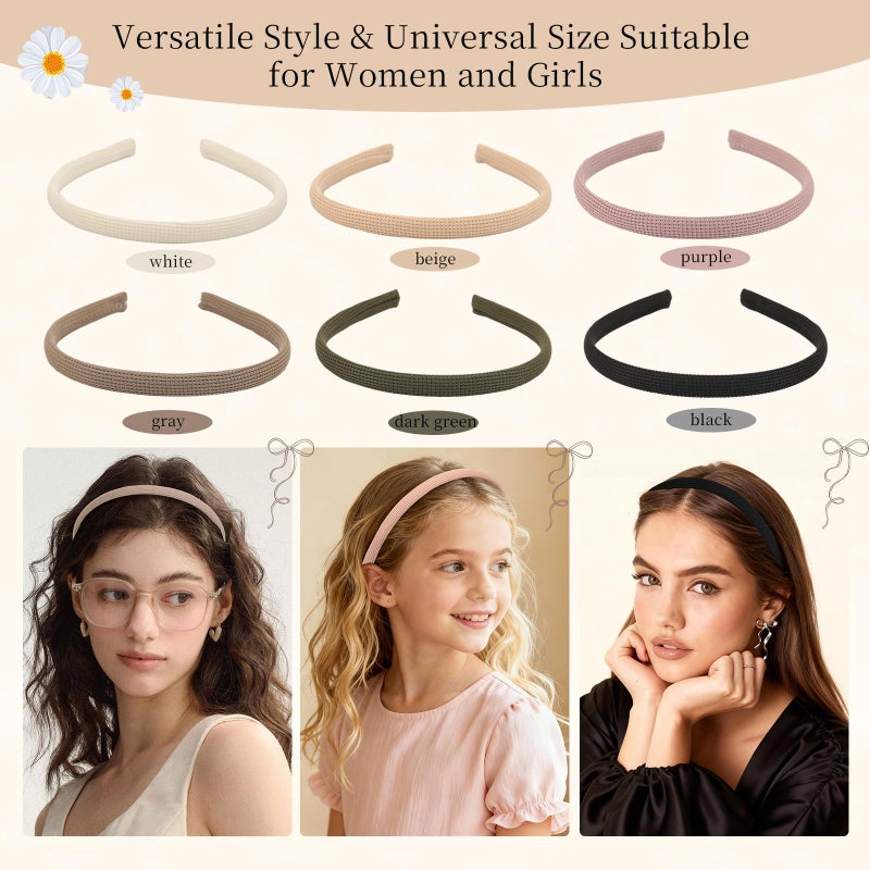 Interesse 6 PCS Thin Headbands for Women Girls, No Pressure Skinny Headbands, Non Slip Comfortable Soft Fabric Head bands, Cute Hair Accessories Hairbands for Makeup Washing Face (Natural Color) - Image 5