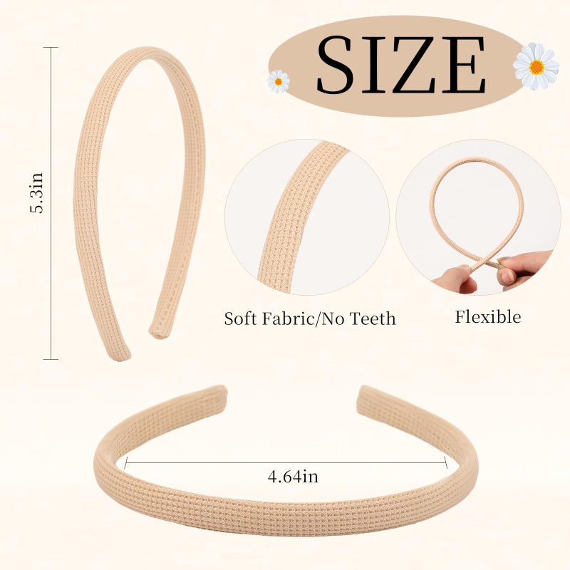 Interesse 6 PCS Thin Headbands for Women Girls, No Pressure Skinny Headbands, Non Slip Comfortable Soft Fabric Head bands, Cute Hair Accessories Hairbands for Makeup Washing Face (Natural Color) - Image 2