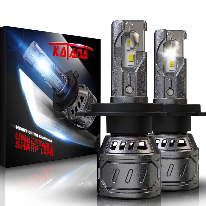 KATANA H4 Bulbs 9003 Light Bulb 400 Brightness 6500K Xenon White Extremely Super Bright Plug and Play Mini Size Fog LightPack of 2