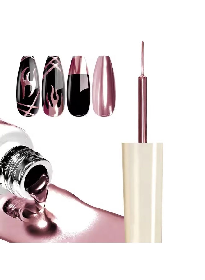 COWSAR جل تحديد ورسم الأظافر المعدني 10 مل – جل فن أظافر بتأثير كروم مرآة ثلاثي الأبعاد، جل رسم دقيق بخطوط رفيعة، طلاء أظافر معدني فضي/ذهبي/ذهبي وردي - Image 1