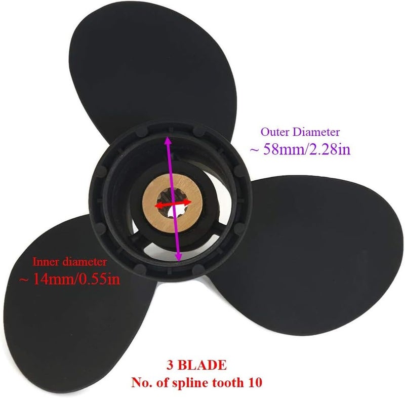 ITACO Boat Motor 58100-93743-019 Propeller 9 1/4 x11 R for Suzuki DT9.9 DT15 DF9.9 DF15 DF20 2/4-stroke Engine - Image 2