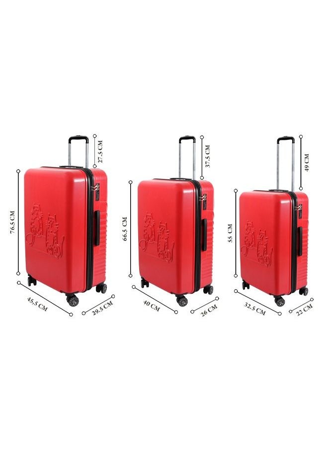 Biggdesign - Biggdesign 3 Piece Cats Design Carry On Luggage Set Red - Image 1