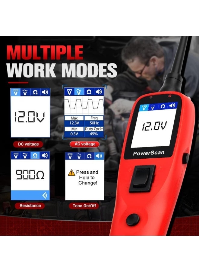 Autel PowerScan PS100 Automotive Circuit Tester - Car Circuit System Diagnostic Tool Probe Kit, Circuit Tester with 20ft Cable, Built-in Circuit Breaker, Easy to Read AC/DC Current Resistance - Image 3