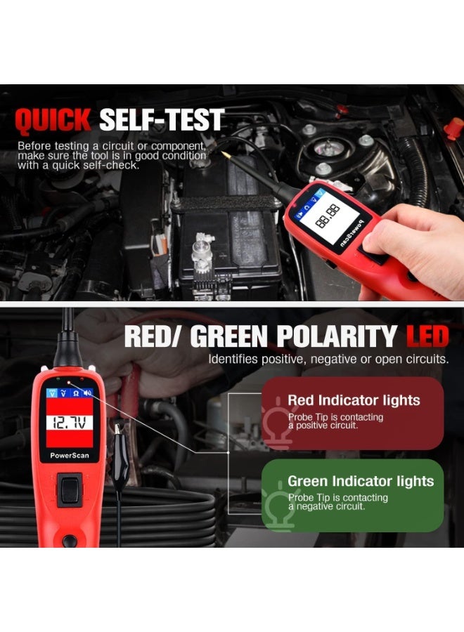 Autel PowerScan PS100 Automotive Circuit Tester - Car Circuit System Diagnostic Tool Probe Kit, Circuit Tester with 20ft Cable, Built-in Circuit Breaker, Easy to Read AC/DC Current Resistance - Image 5