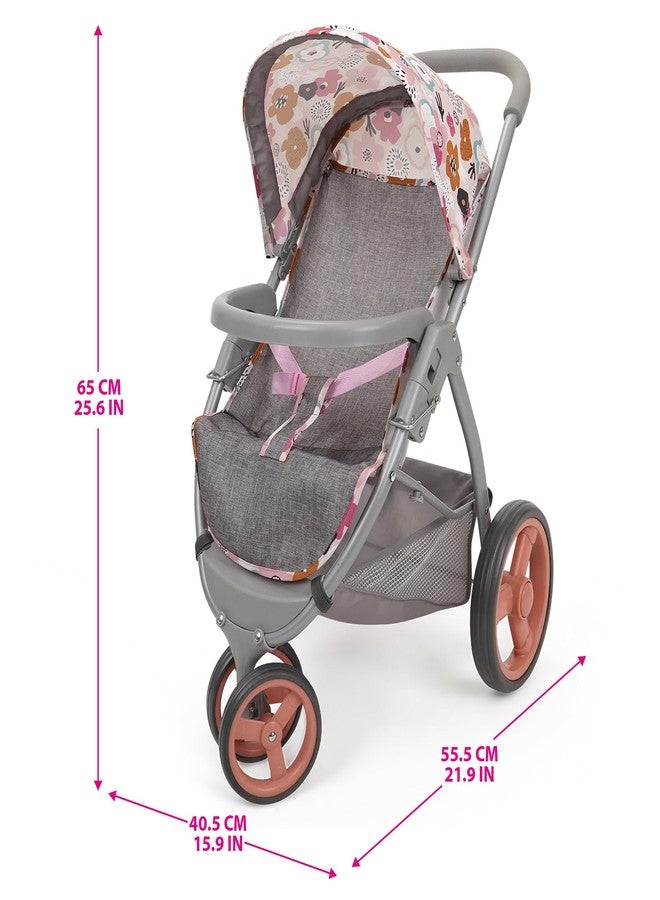 509 Crew: Melange Flora - Mabelle 3-Wheel Doll Jogger Stroller - Accessory for Dolls Up to 24", Large Canopy, Foldable Design, Kids Toy, Ages 3+ - Image 2
