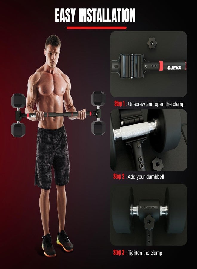 OJEXA Dumbbell Converter to Barbell Set - Adjustable weights & Up to 200 lb Capacity Weight barbell - barbell dumbbell converter for home gym - Weight Lifting for full Body Workouts - Image 2
