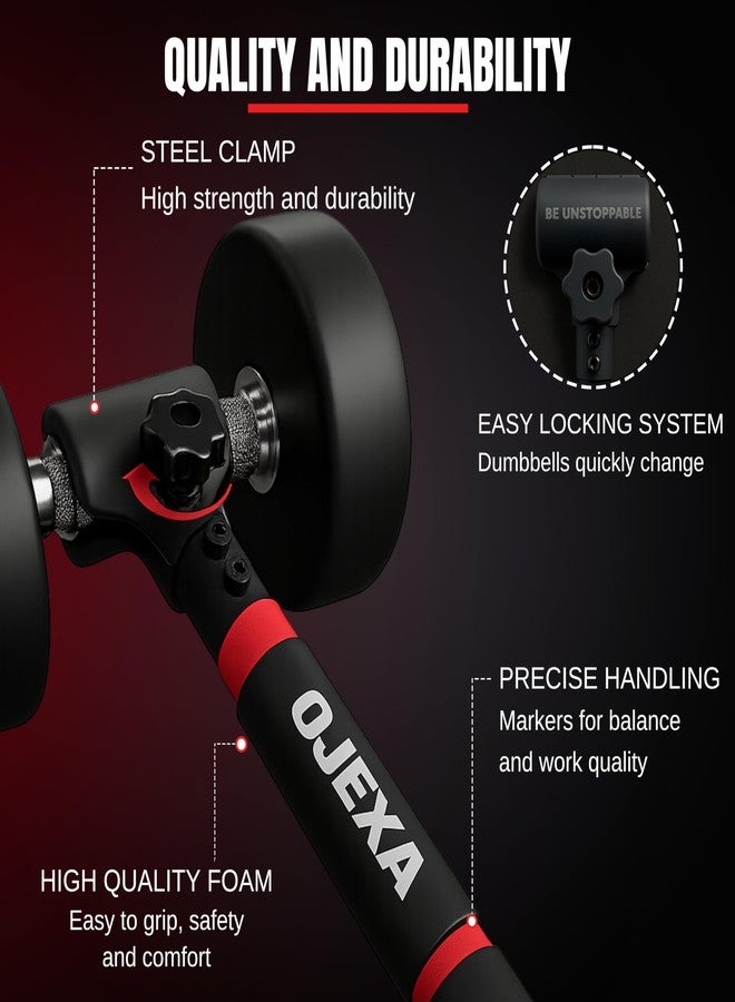 OJEXA Dumbbell Converter to Barbell Set - Adjustable weights & Up to 200 lb Capacity Weight barbell - barbell dumbbell converter for home gym - Weight Lifting for full Body Workouts - Image 3