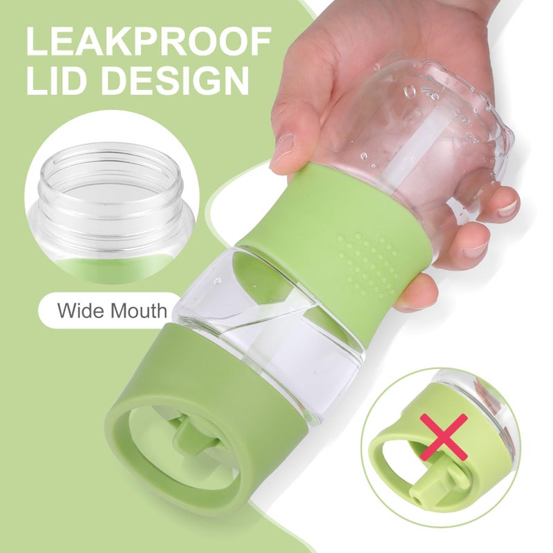 Sivaphe Clear Water Bottle with Straw 12 oz Portable Tritan Transparent Sports Drinking Bottle for School Girls Boys Green - Image 4