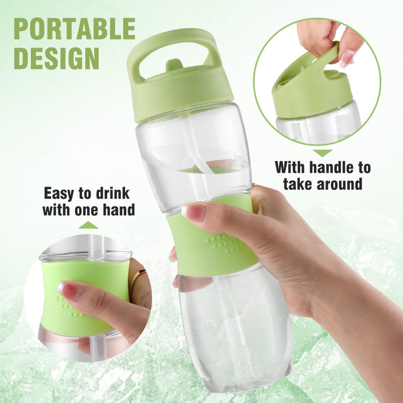 Sivaphe Clear Water Bottle with Straw 12 oz Portable Tritan Transparent Sports Drinking Bottle for School Girls Boys Green - Image 3