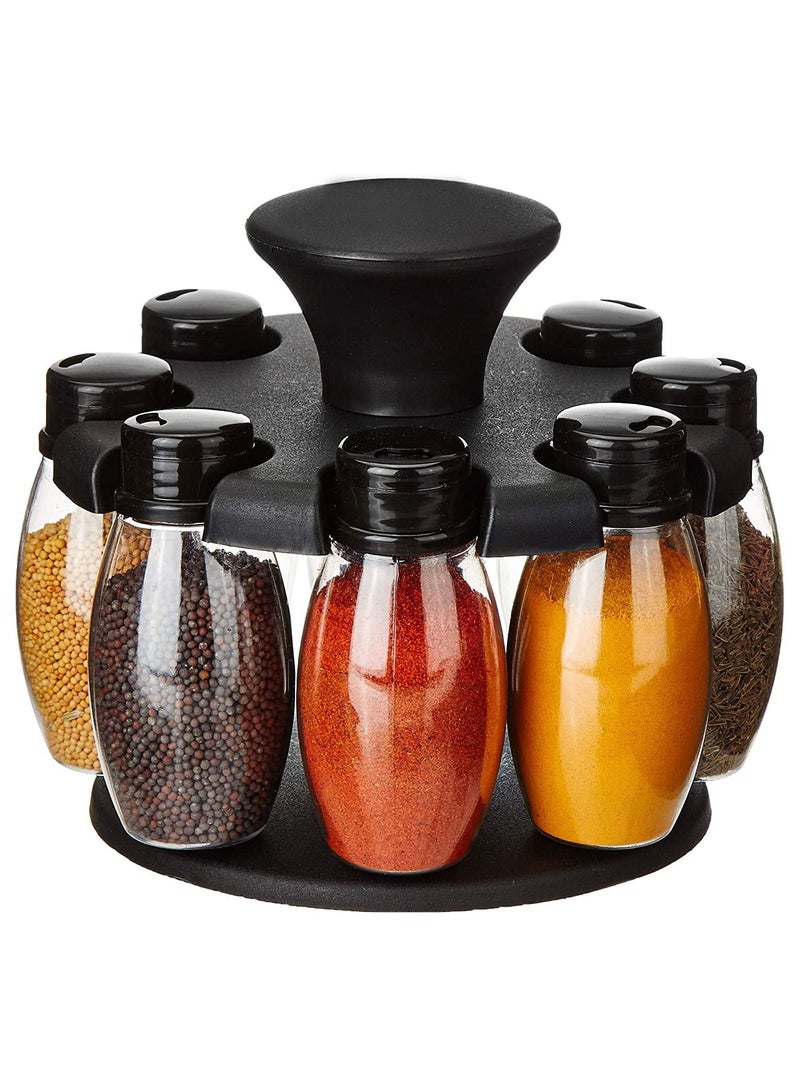 Upright Revolving Plastic Spice Rack Ovals 8 Pcs Silver - Image 1