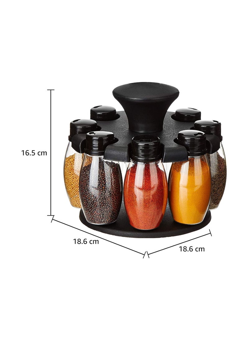 Upright Revolving Plastic Spice Rack Ovals 8 Pcs Silver - Image 2