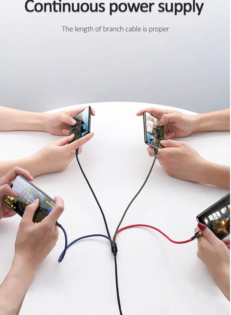 Usams 4-in-1 USB Multi Charging Cable Nylon Braided 1.2-meter USB Connector for iPhone /Type C/Micro - Image 3