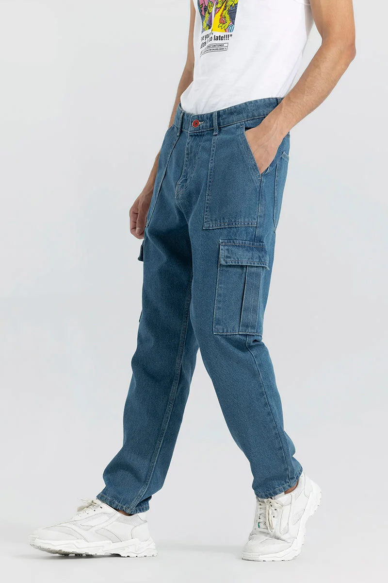 SNITCH Dawn Mid Blue Baggy Fit Jeans