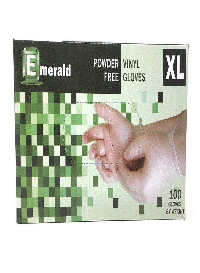 EMERALD Vinyl Powder Free Gloves Latex Free Rubber - in Stock - Disposable, Ultra-Strong, Food Handling Use, Cleaning - No Powder - Ambidextrous - Size X-Large) - Image 1