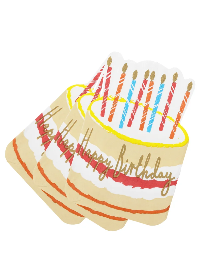 Talking Tables Birthday Brights, Shaped Napkin, 21Pk