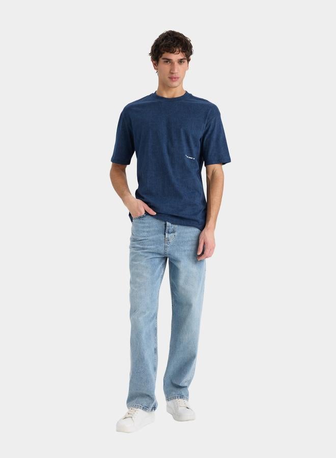DeFacto DeFacto Men Blue Boxy Fit Crew Neck Printed TShirt - Image 2