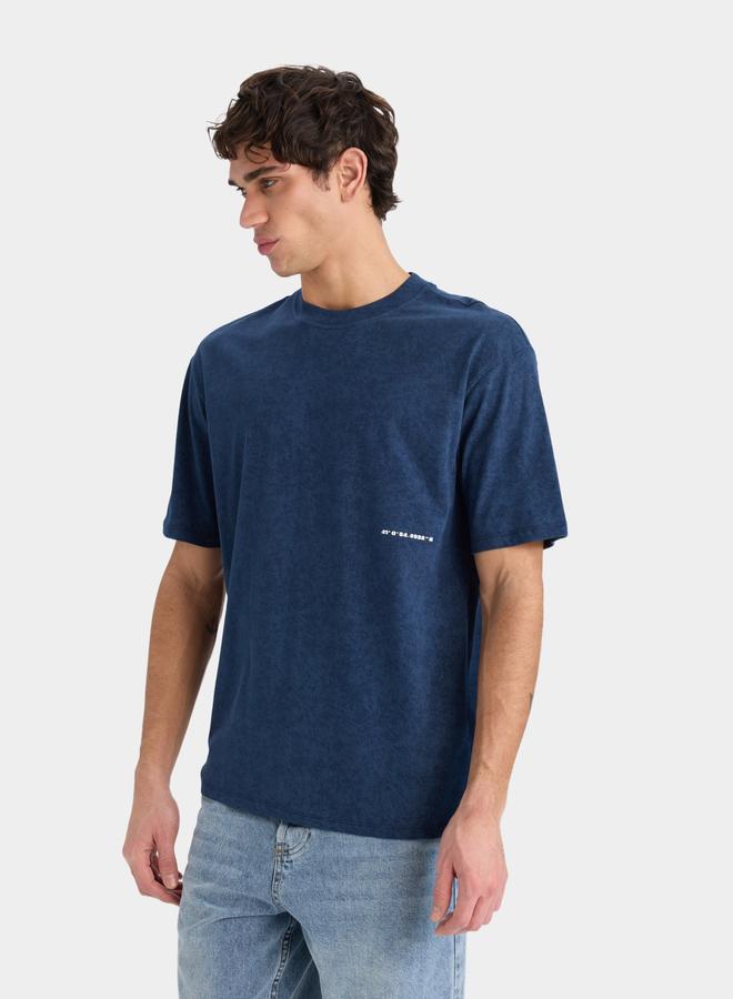 DeFacto DeFacto Men Blue Boxy Fit Crew Neck Printed TShirt - Image 4