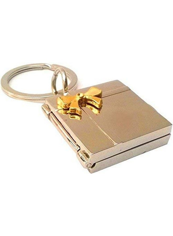 ZYZTA Square/Book Shaped Double Photo Frame Metallic Key Chain, Silver - Image 1