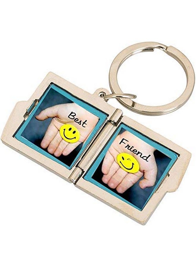 ZYZTA Square/Book Shaped Double Photo Frame Metallic Key Chain, Silver - Image 3