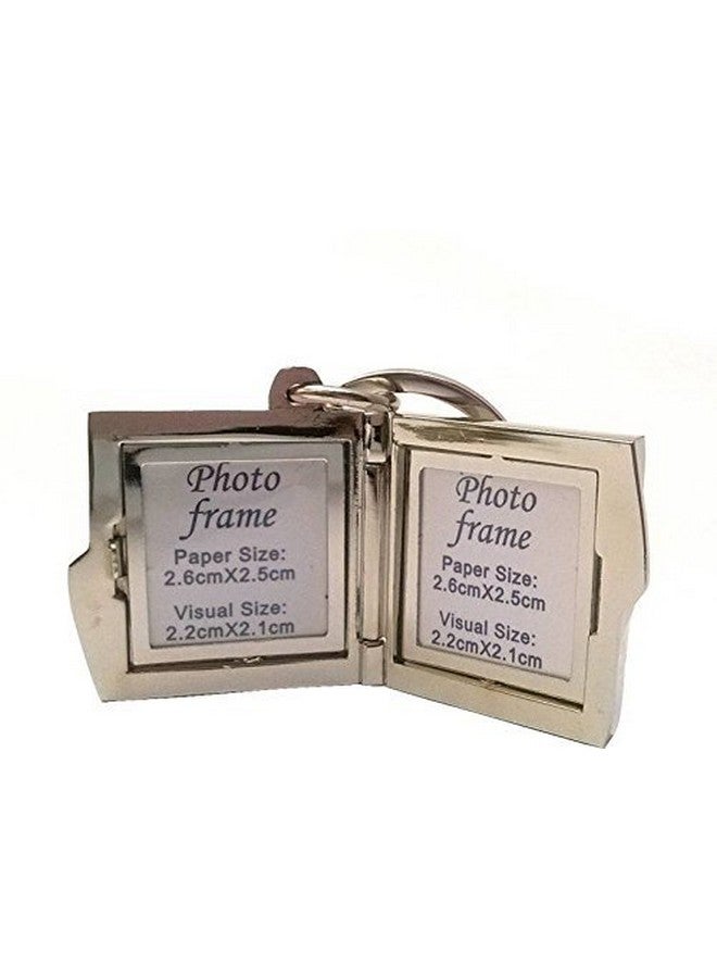 ZYZTA Square/Book Shaped Double Photo Frame Metallic Key Chain, Silver - Image 2