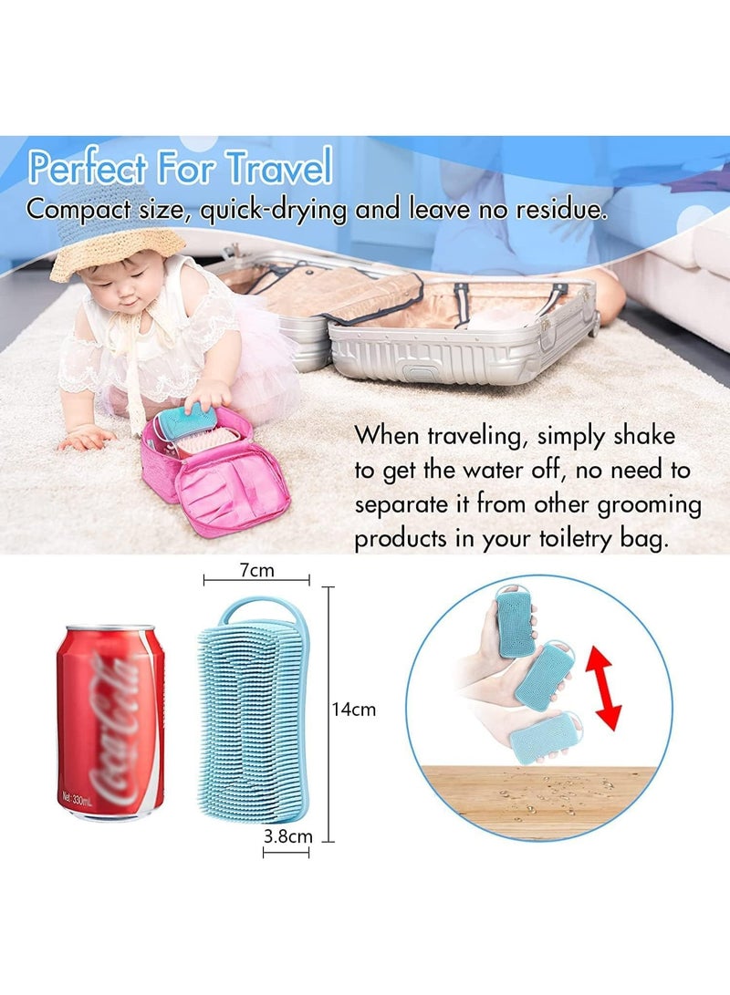 2 Pack Silicone Body Scrubber and Scalp Massager Brush, Exfoliating Shower Brush for Body and Hair, Soft Silicone Loofah Bath & Shampoo Brush for Men Women Kids, Quick Dry & Easy to Clean - Image 2