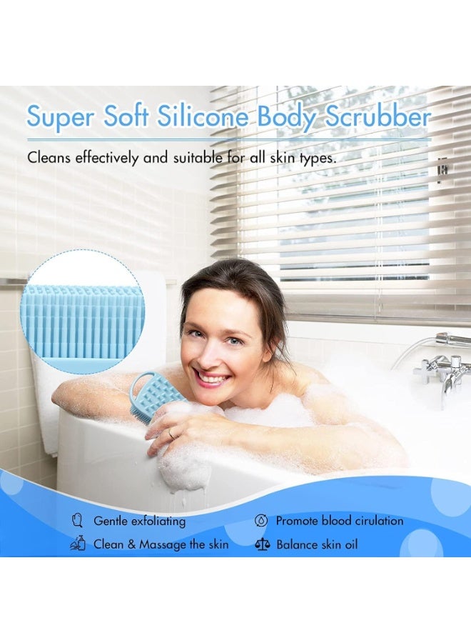 2 Pack Silicone Body Scrubber and Scalp Massager Brush, Exfoliating Shower Brush for Body and Hair, Soft Silicone Loofah Bath & Shampoo Brush for Men Women Kids, Quick Dry & Easy to Clean - Image 3