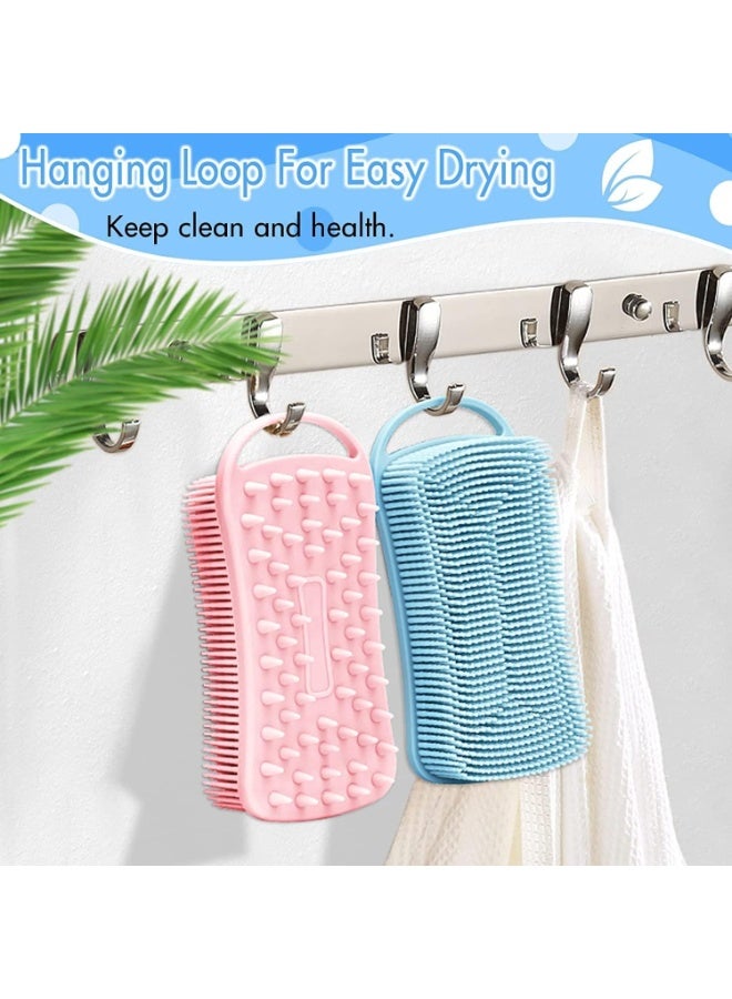 2 Pack Silicone Body Scrubber and Scalp Massager Brush, Exfoliating Shower Brush for Body and Hair, Soft Silicone Loofah Bath & Shampoo Brush for Men Women Kids, Quick Dry & Easy to Clean - Image 5