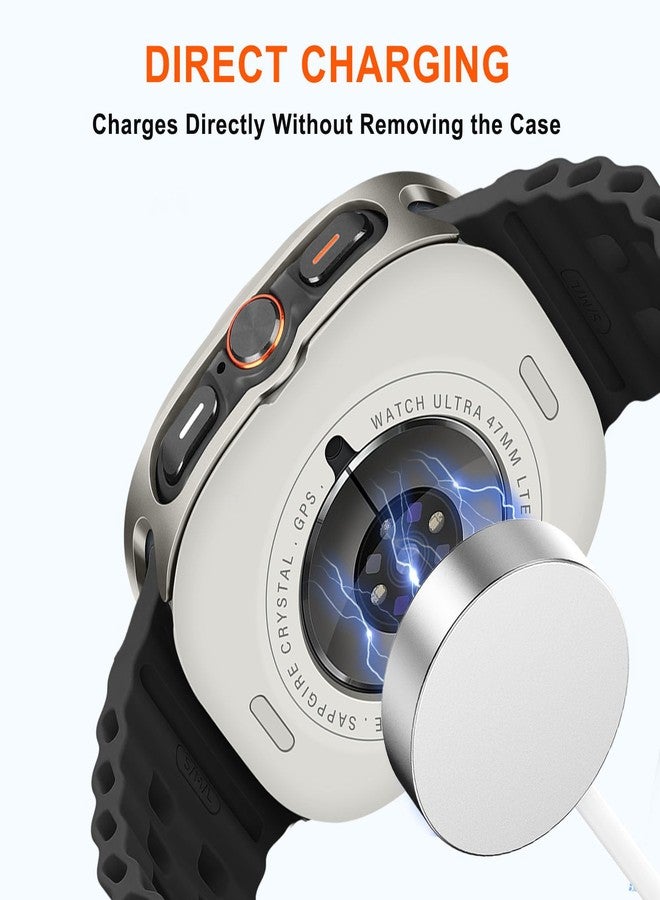 Suphart Metal Cases Compatible with Samsung Galaxy Watch Ultra 47mm Case, Stainless Steel Protective Cover Rugged Bumper with Back Frame for Galaxy Watch Ultra, Titanium/Orange - Image 5