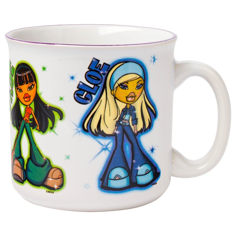 Silver Buffalo Bratz Dolls Featuring Yasmin, Sasha, Jade, and Cloe Ceramic Camper Mug, 20 Ounces - Image 1