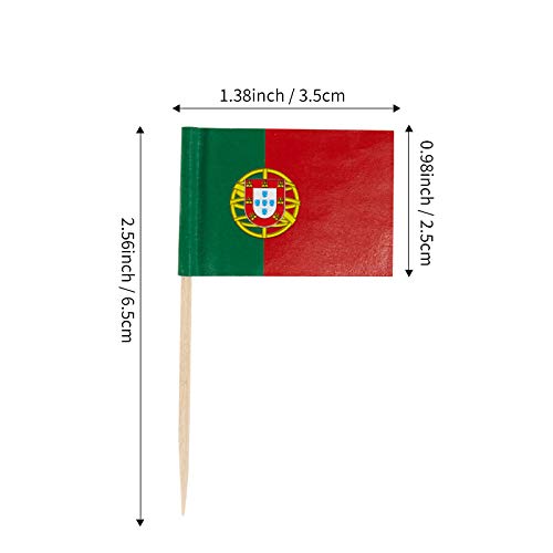JAVD 100 Pcs Portugal Flag Cake Topper 138in x 1in Wood Toothpick Party Decoration Wedding Birthday - Image 5
