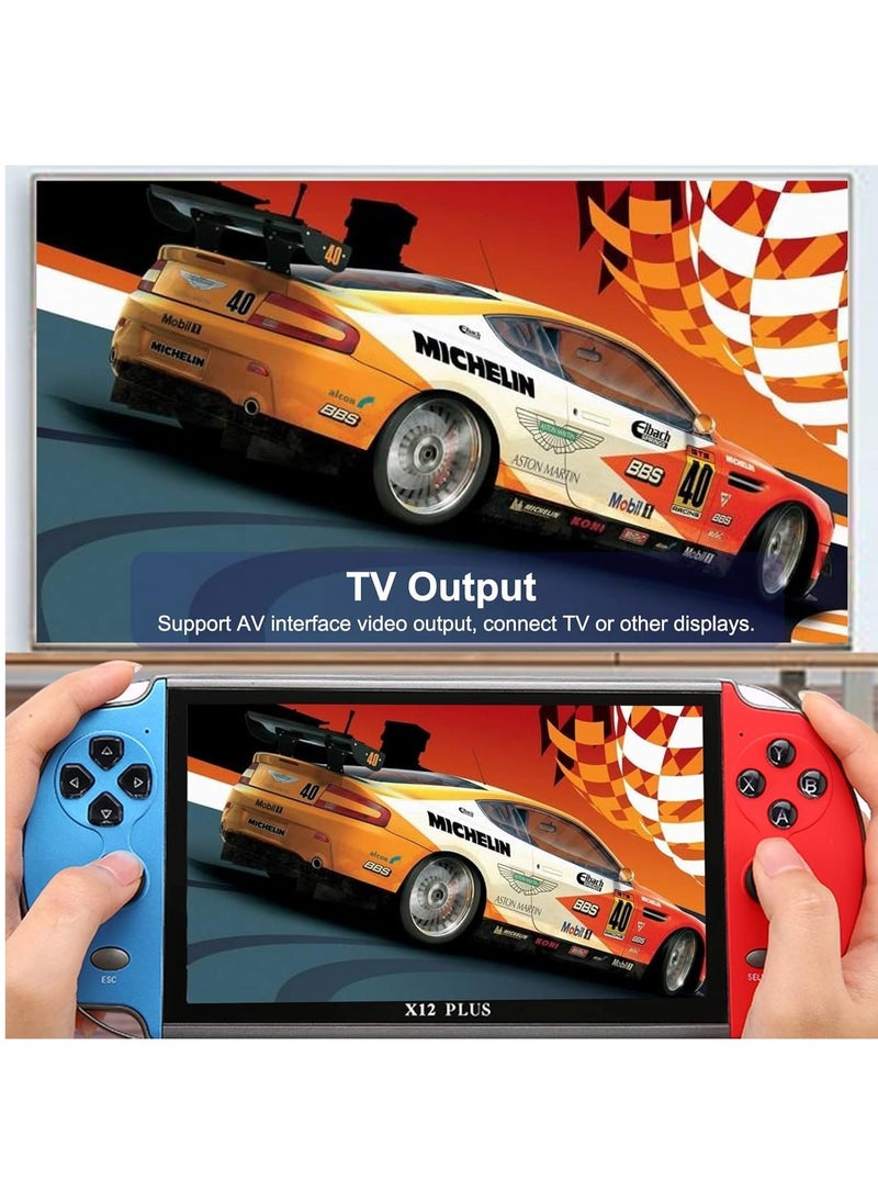 SMARTX - Portable Game Console X12 Plus 7 Inch Handheld 16GB Retro Gaming Device with Dual Joysticks, Supports AV Output, TF Card, Music, E-book, Video Playback, 3000 Built-in Classic Games - Image 1