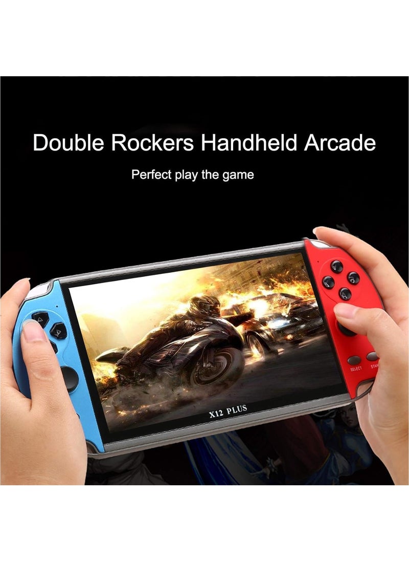 SMARTX - Portable Game Console X12 Plus 7 Inch Handheld 16GB Retro Gaming Device with Dual Joysticks, Supports AV Output, TF Card, Music, E-book, Video Playback, 3000 Built-in Classic Games - Image 1