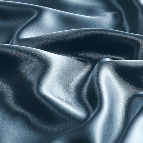 GO WELL Solid Satin Silk Pillow Covers Pack of 2 for Hair and Skin-with Satin Scrunchies |Satin Pillow coves for Hair and Skin|scrunchies for Women 3-Piece|Silk Pillow case (Bluesteel) 800Tc - Image 4