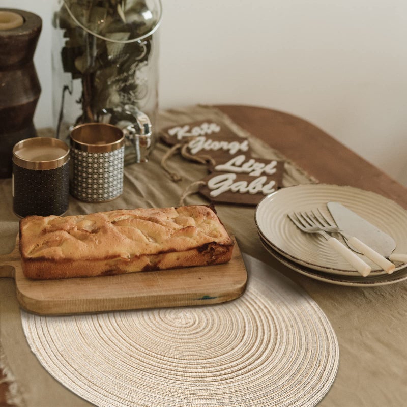 FunWheat Round Braided Placemats Set of 4 Place mats for Dining Tables Woven Heat Resistant Table Mats 15 inch (E Beige, 4pcs) - Image 4