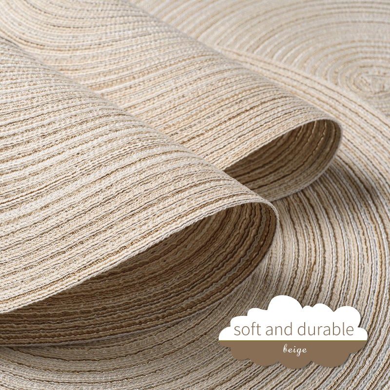 FunWheat Round Braided Placemats Set of 4 Place mats for Dining Tables Woven Heat Resistant Table Mats 15 inch (E Beige, 4pcs) - Image 3