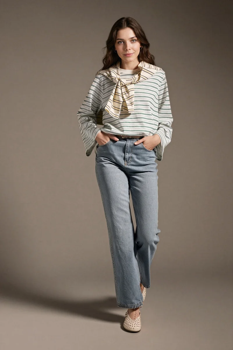 Defacto  90's Wide Leg High Waisted Long Jeans for Women | Best Price UAE