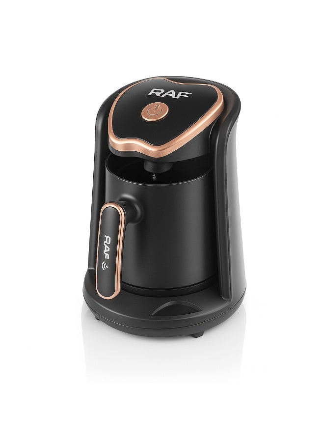 آر إيه أف وعاء قهوة تركي RAF R.102S - ماكينة قهوة تركية كهربائية بقوة 600 واط، سعة 1-3 أكواب (80-100 مل)، مستشعر ذكي لمنع الفائض، تشغيل بنقرة واحدة، سعة 300 مل، سهلة التنظيف - أسود (قهوة/شاي متعدد الاستخدامات) - Image 1